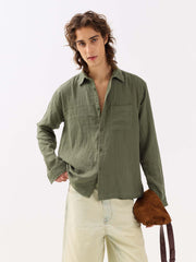 Sage Green Gauze Holiday Shirt
